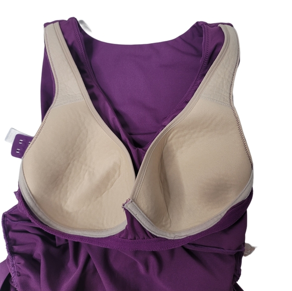 Athleta support bra tank top style number 736639 Eggplant purple ruched side 34D - Picture 5 of 6
